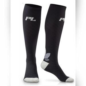 NWT POWERLIX Compression Socks for Women & Men, Black/Gray, S/M